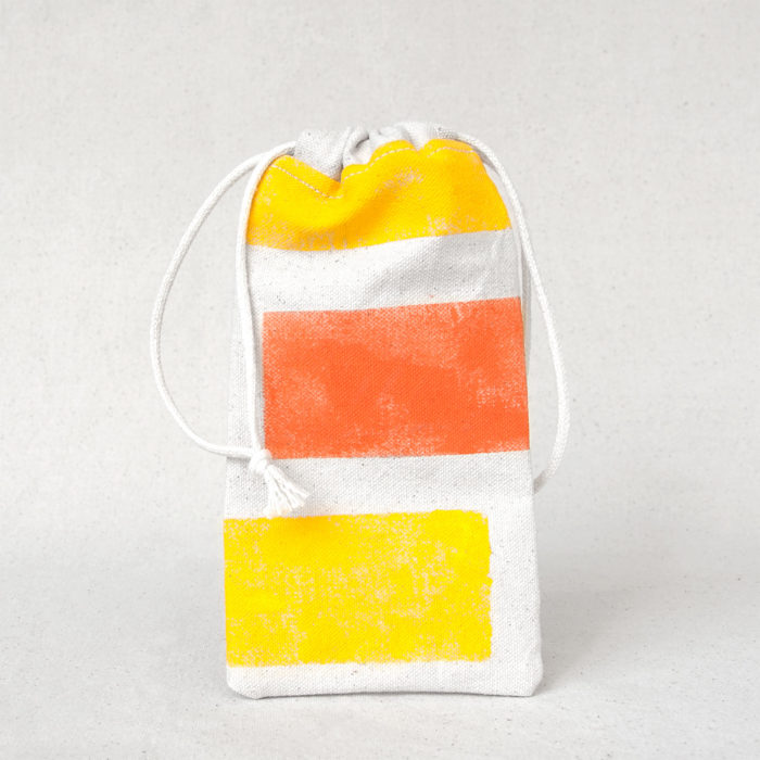 Yellow and orange stripes hand-printed cotton soft glasses case 4