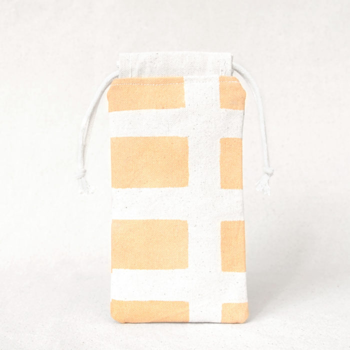 Gold rectangles hand-printed cotton soft glasses case 2